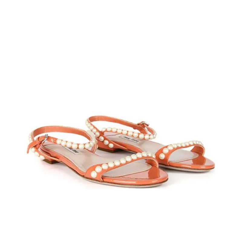 MIU MIU Strap Sandals Women's Orange-2