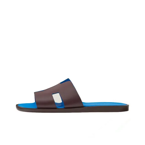 HERMES Slide Slippers Men Blue-Brown