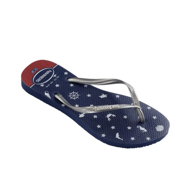Havaianas Rubber Sole Flip Flops Women's Blue Silver-2