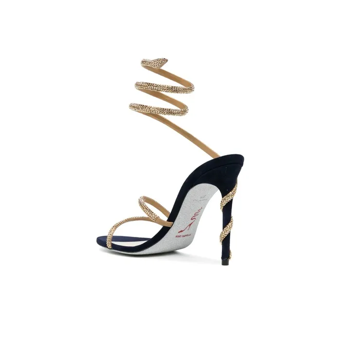 RENE CAOVILLA One Strap Sandals Women's Blue Gold Color-3