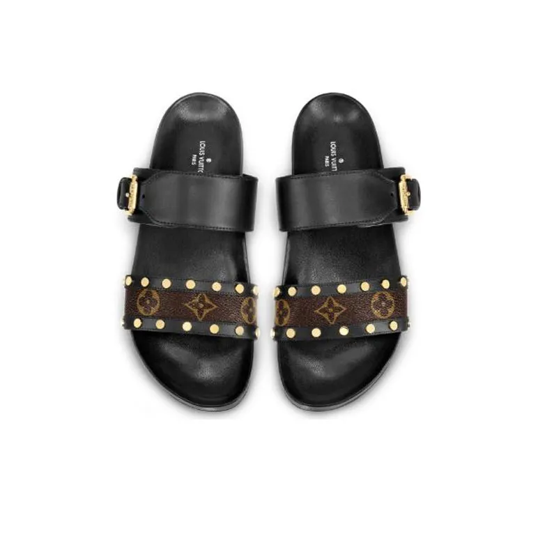 LOUIS VUITTON Bom Dia Abrasion Resistant Slide Slippers Women's Black-3