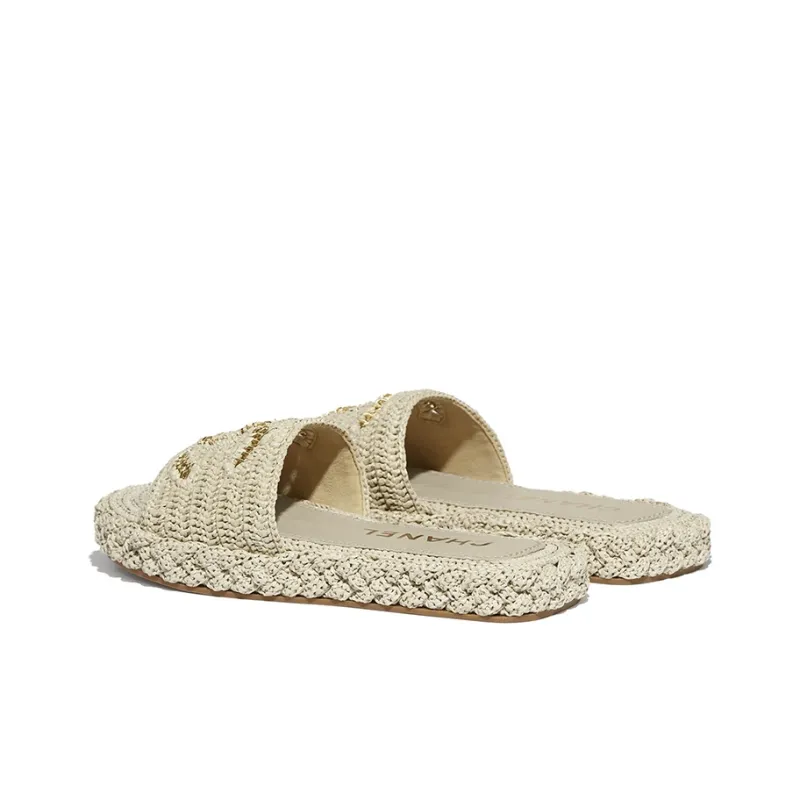 CHANEL Slide Slippers Women's Light Beige-3