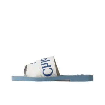 Chloe Woody Rubber Sole Slide Slippers Women's Blue White
