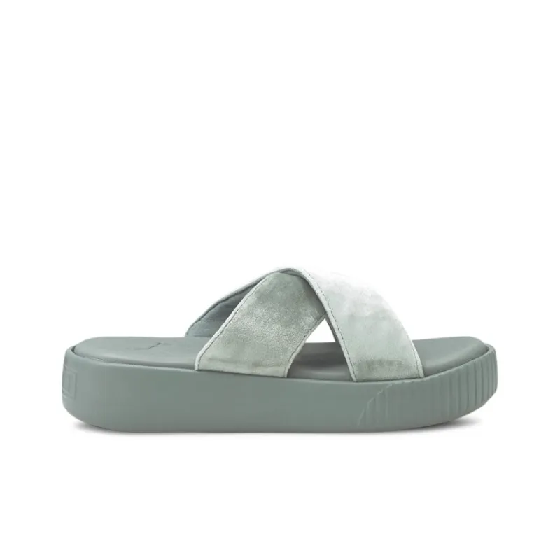 PUMA Platform Rubber Sole Slip Resistant Abrasion Resistant Slide Slippers Women's Light Green-1