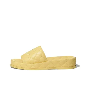 CHANEL Rubber Sole Abrasion Resistant Slide Slippers Women's Yellow