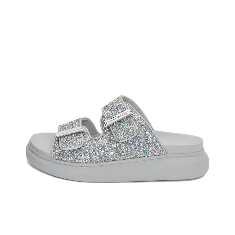 Alexander McQueen Hybrid Slide Slippers Women's Silver-0