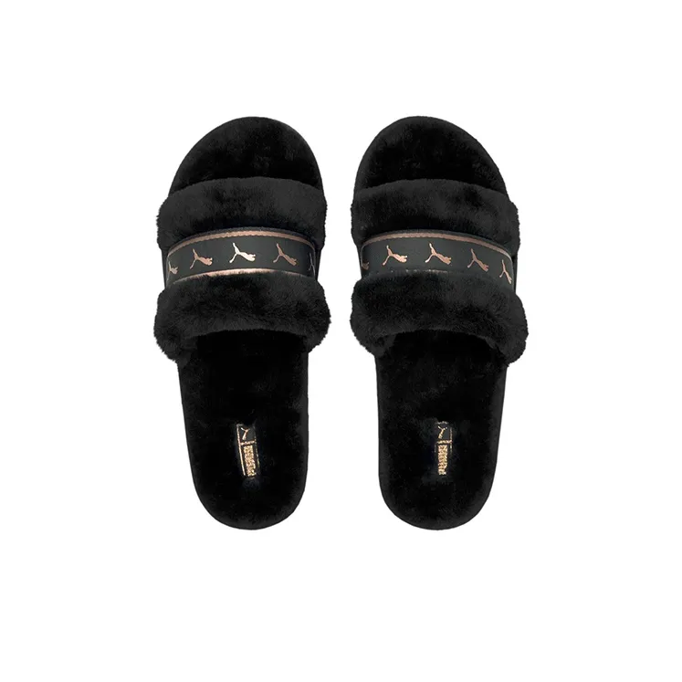 Puma Women's Fluff Remix Slide 'Black Rose Gold'-3