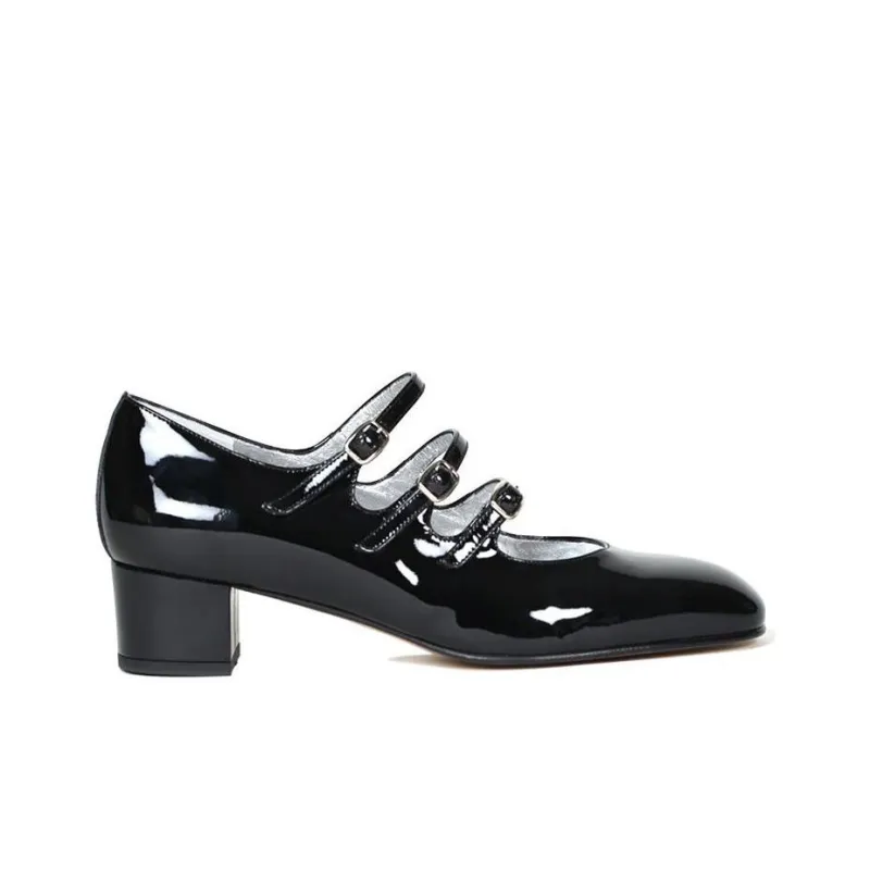 Carel Kina Collection Chunky Heel Mary Jane Shoes Women's Black-3