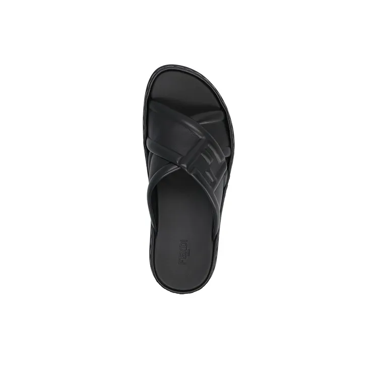 FENDI Crossover Band Sandal Black Embossed Macro Ff Motif-3