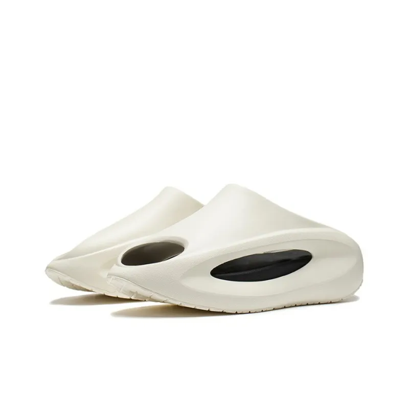 LiNing Quiet Abrasion Resistant Slide Slippers Unisex White Black-2