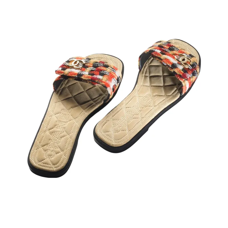 CHANEL Abrasion Resistant Slide Slippers Women's Multicolor-3