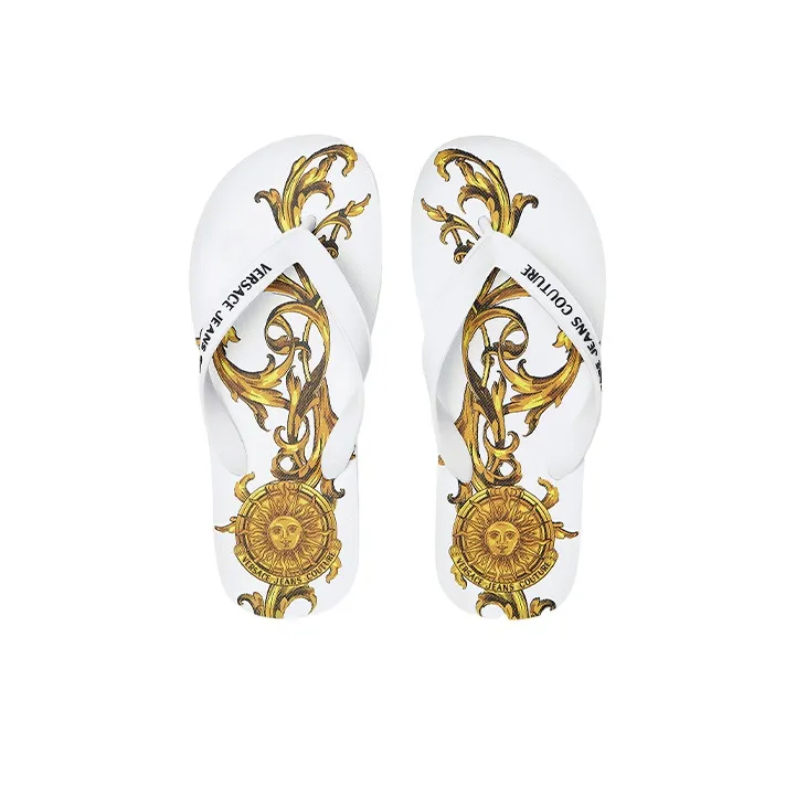 VERSACE Rubber Sole Quick Dry Flip Flops Women's Yellow-4