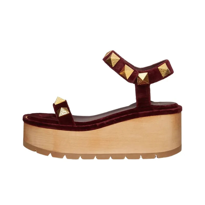 Valentino Roman Stud Stylish Sandal Women's Burgundy-0