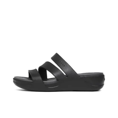 Crocs Boca Strappy Wedge Sandals 'Black' Women's