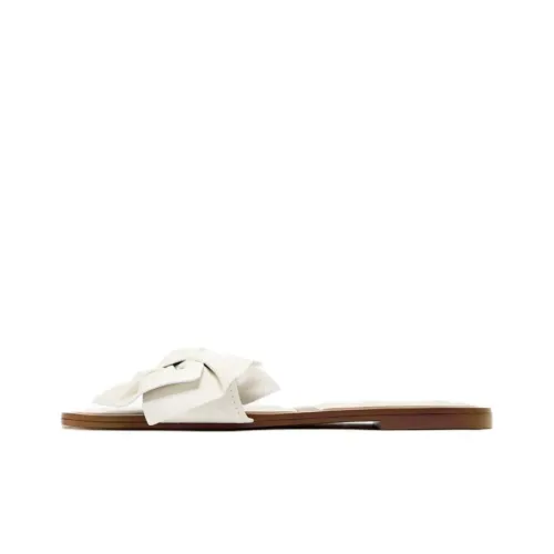 ZARA Quiet Slide Slippers Women's White Brown