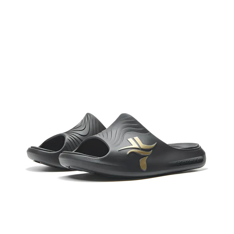 XTEP Quiet Slide Slippers Men's Black Gold-1