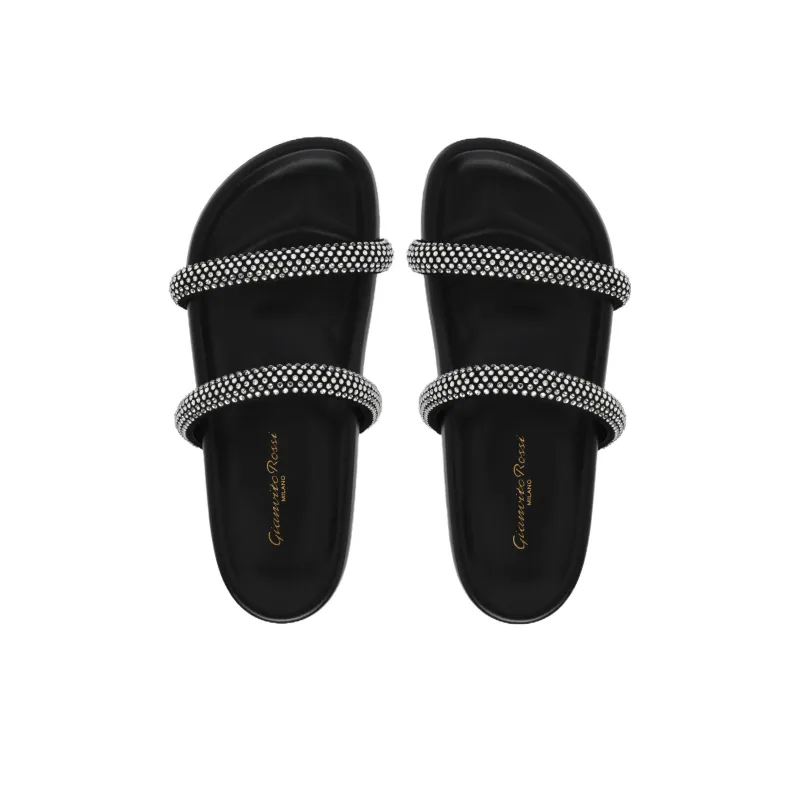 GIANVITO ROSSI Croisette Rubber Sole Slide Slippers Women's Black Silver-4