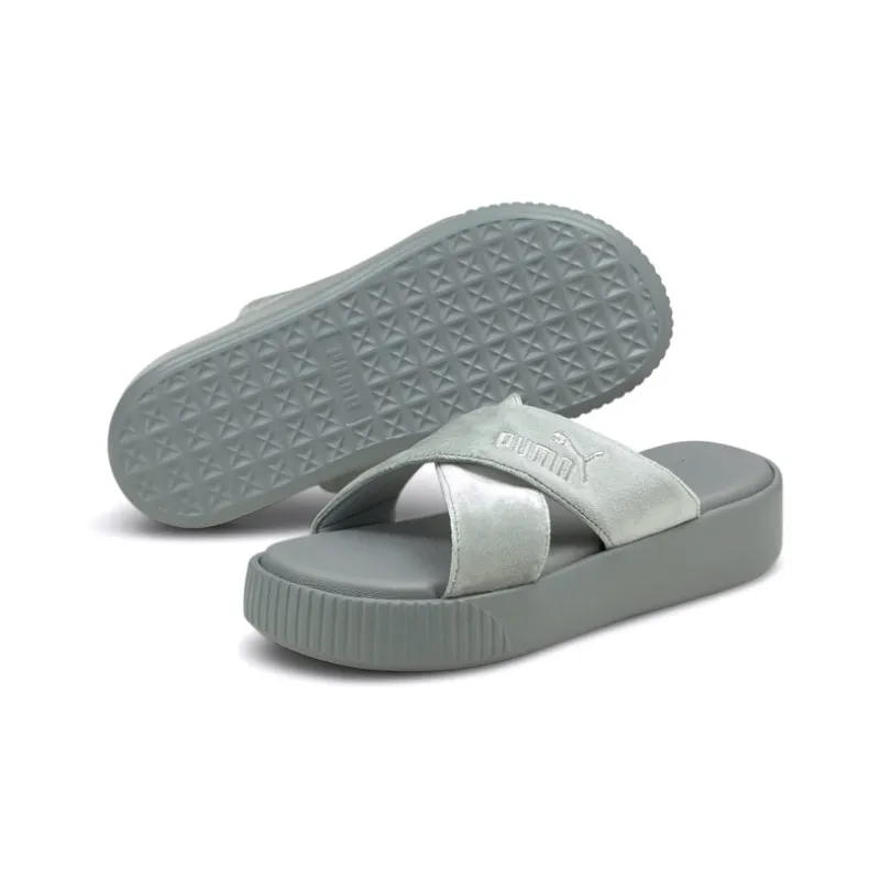 PUMA Platform Rubber Sole Slip Resistant Abrasion Resistant Slide Slippers Women's Light Green-3