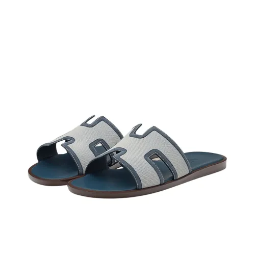 HERMES Slide Slippers Men Blue Gray