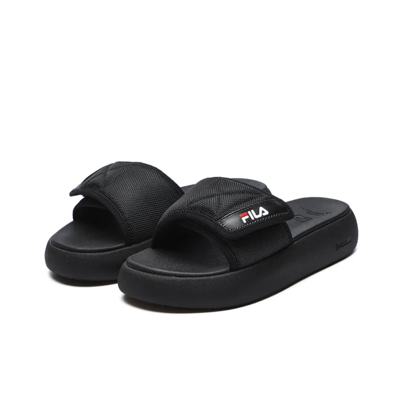 FILA FUSION DONUT DX Rubber Sole Slip Resistant Slide Slippers Women's Black White-1