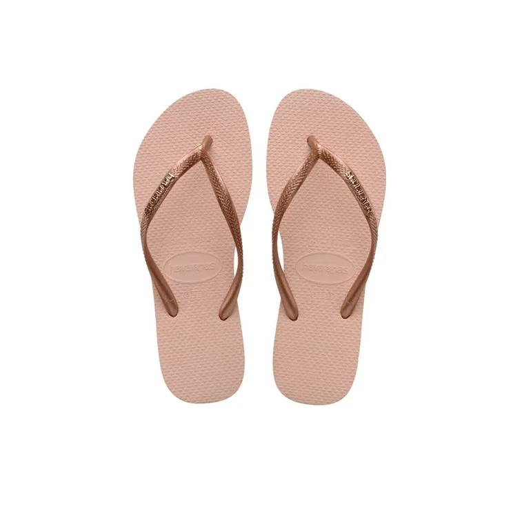 Havaianas Slim Logo Metallic Stylish Sandals Women's Rose Gold-3