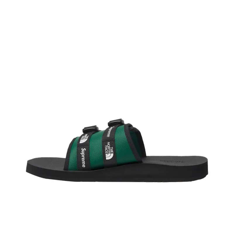 THE NORTH FACE X Supreme Trekking Base Camp Strap Slides 'Black Green'-1
