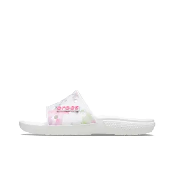 Crocs Classic Bleach Dye Slides 'White Pink'