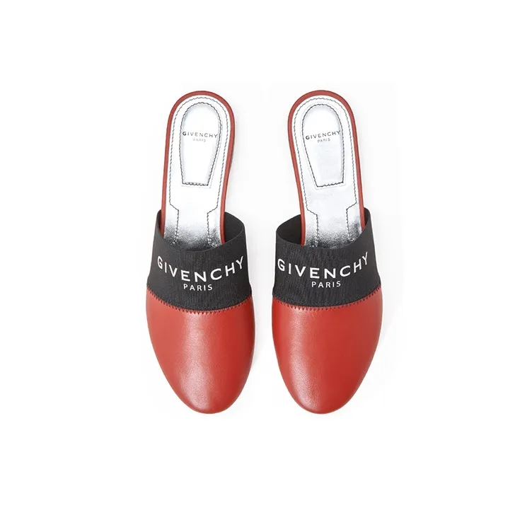 Givenchy Closed Toe Slippers Women's Black Red-4