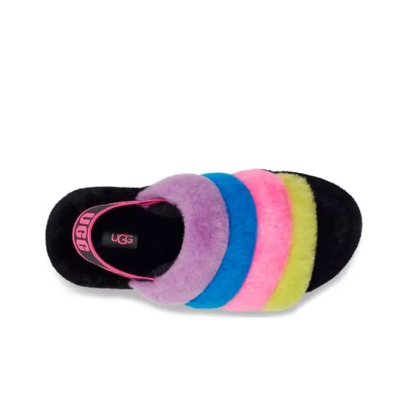 UGG Fluff Yeah Slide Black Taffy Pink Multi Women's-4