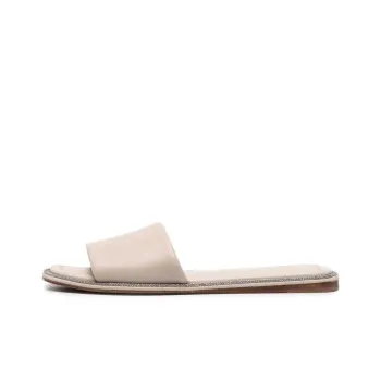 Brunello Cucinelli Embellished Square Toe Slides Women's
