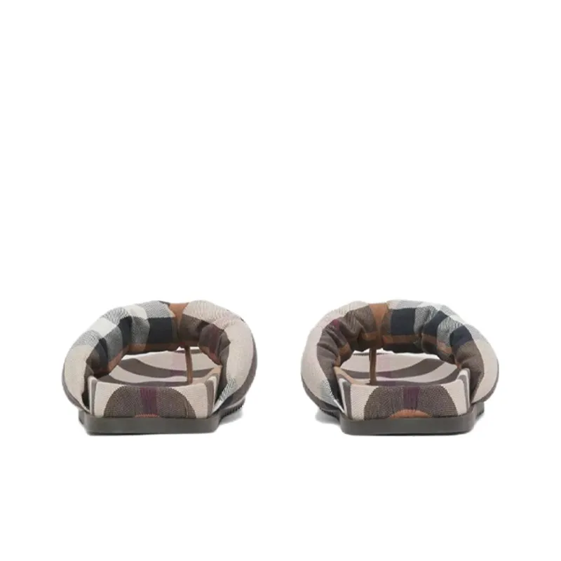 Burberry Check Print Thong Sandals Brown-4