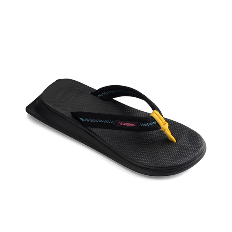Havaianas Tradi Zori II Rubber Sole Flip Flops Unisex Black Yellow-2