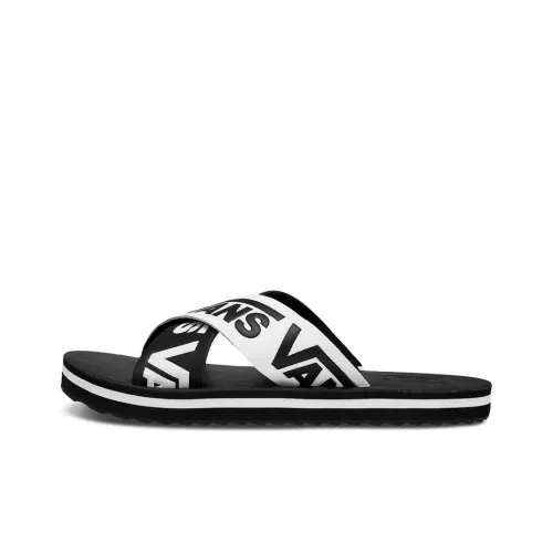 Vans Cross Strap Slide Slippers Women's Black/White