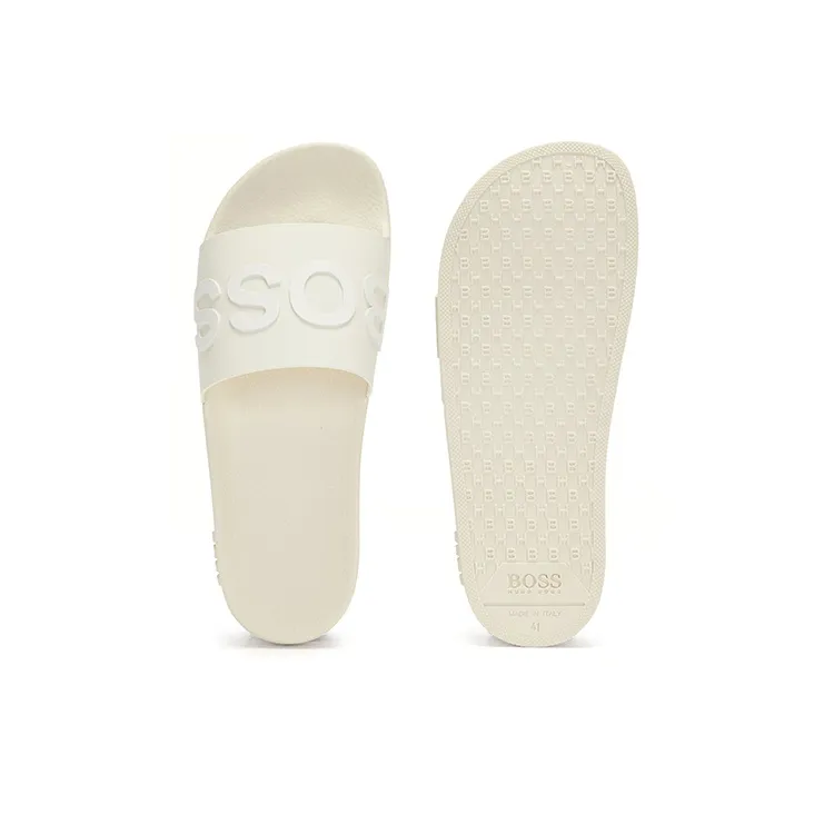 HUGO BOSS Rubber Sole Slide Slippers Men's White-4