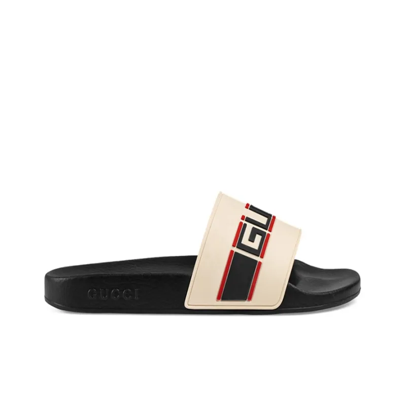 GUCCI Stripe Rubber Slide 'Ecru'-1