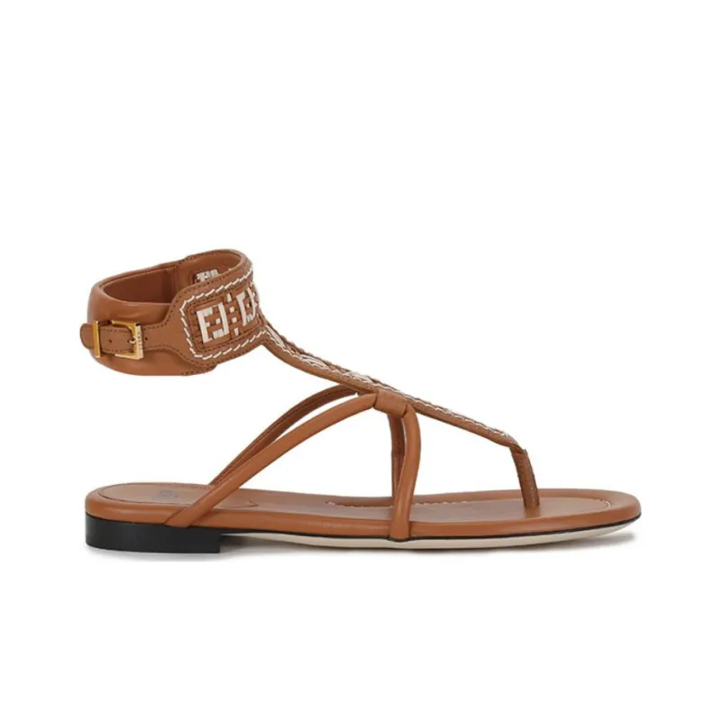 FENDI One Strap Sandals Women's Brown-1