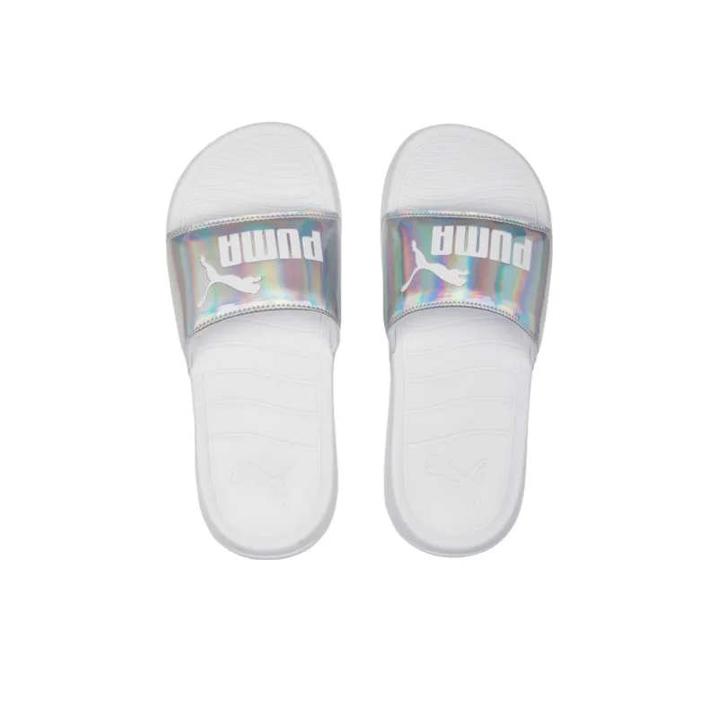 PUMA Popcat Rubber Sole Slide Slippers Women's White Silver-3