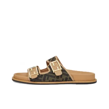 FENDI Logo Plaque Open Toe Sandals Women's
