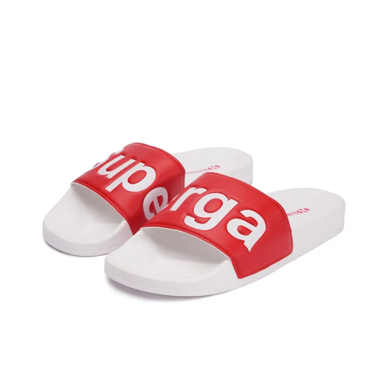 SUPERGA Slide Slippers Unisex White/Red-2