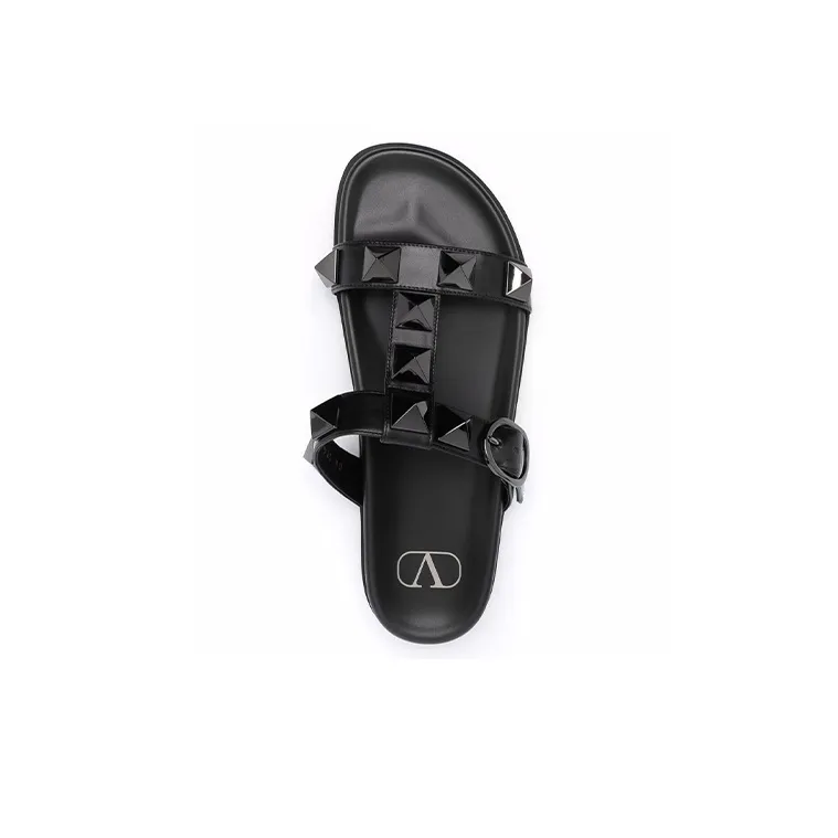 Valentino Rubber Sole Slip Resistant Slide Slippers Women's Black-4