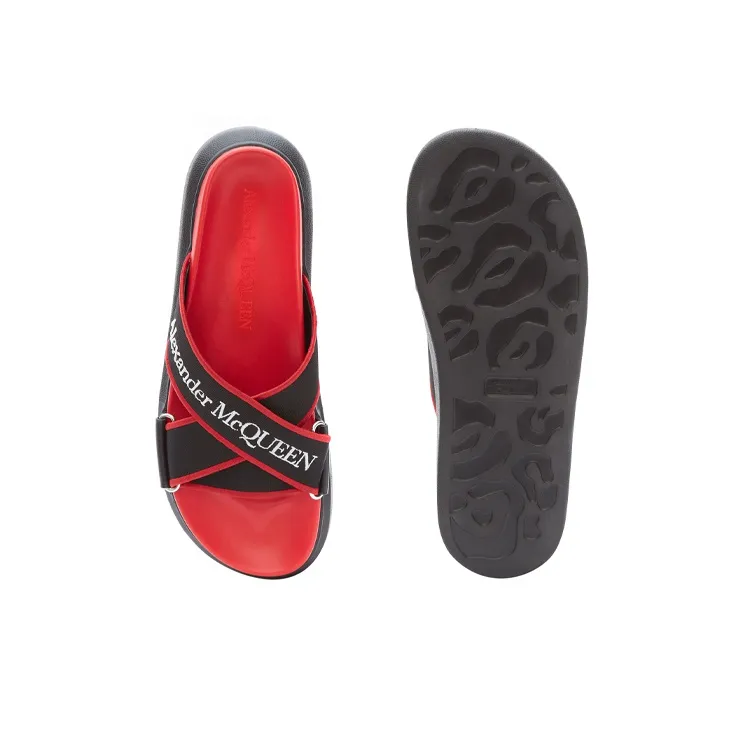Alexander McQueen Oversized Hybrid Slide Red Black-4