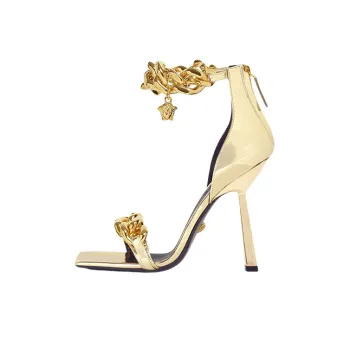 VERSACE Medusa Metallic Chain Sandals Gold Women's