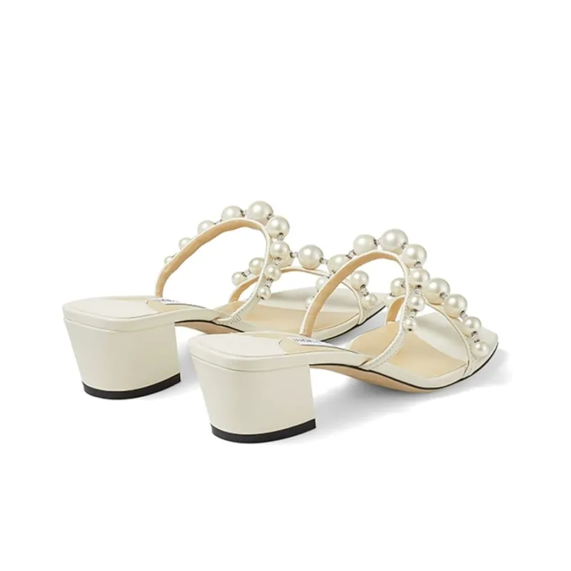 Jimmy Choo Amara 45 Slide Slippers 4.5cm Women's White-3