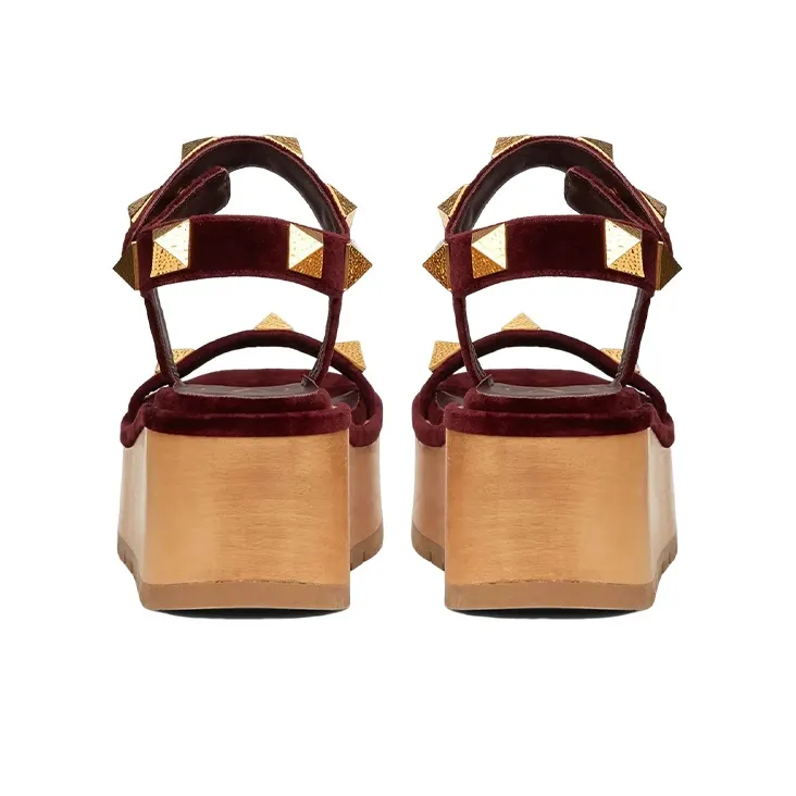 Valentino Roman Stud Stylish Sandal Women's Burgundy-4