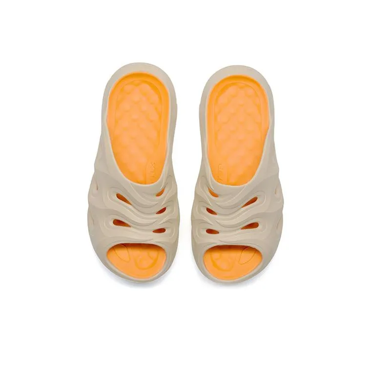 XTEP Flame Drag Rubber Sole Quiet Slide Slippers Men's Orange Yellow-3