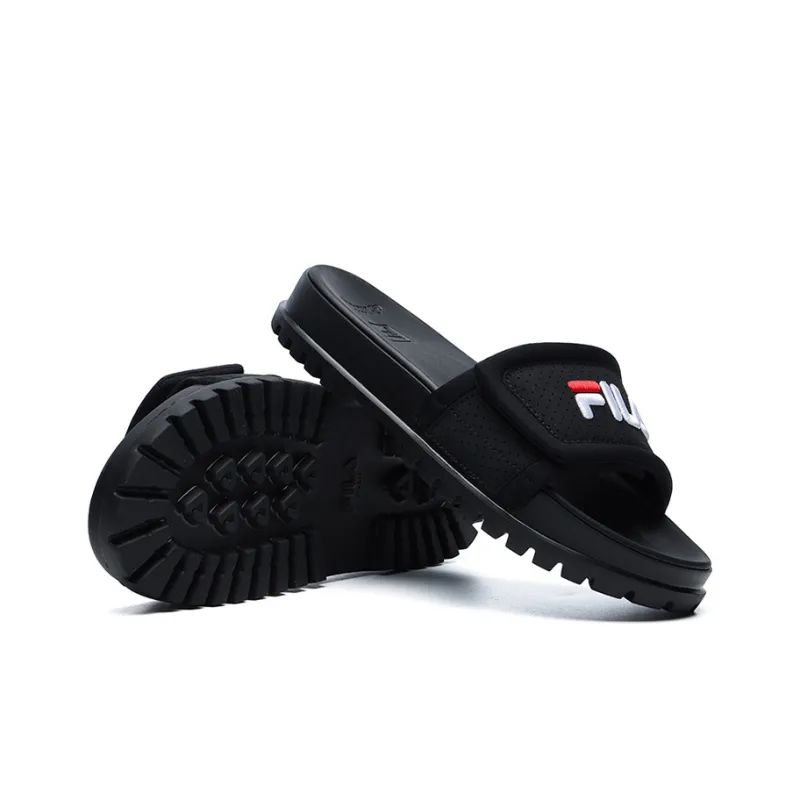 FILA Stylish Cozy Flat Heel Sports Slippers Black Women's-5