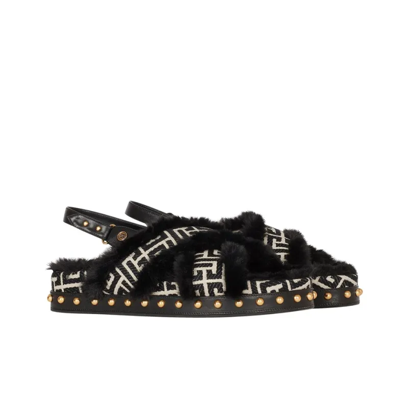 BALMAIN Strap Sandals Unisex Black-1