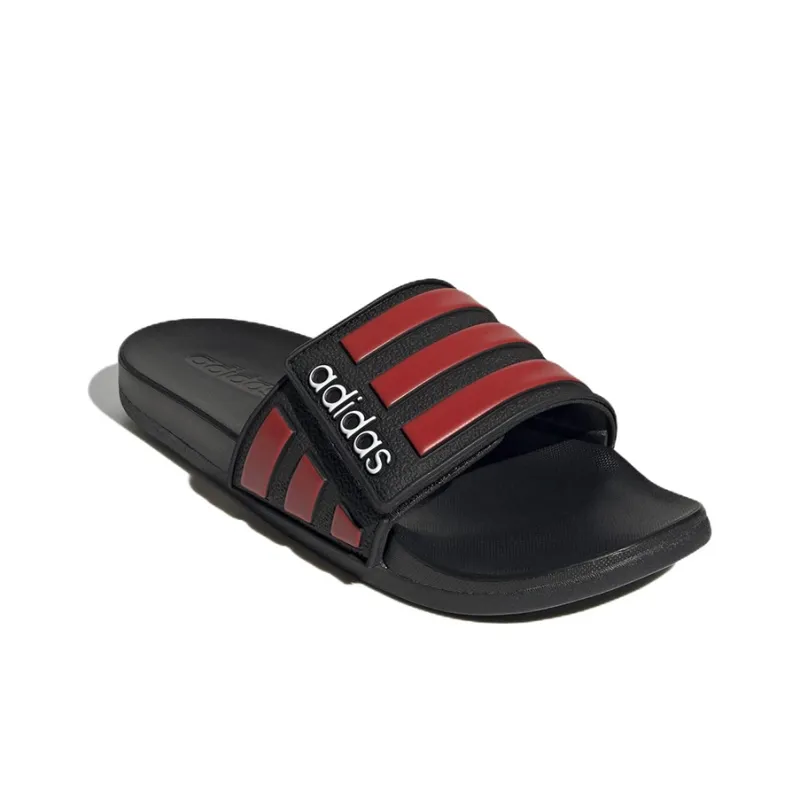 Adidas Adilette Rubber Sole Slip-Resistant Slide Slippers Men's Black Red-2