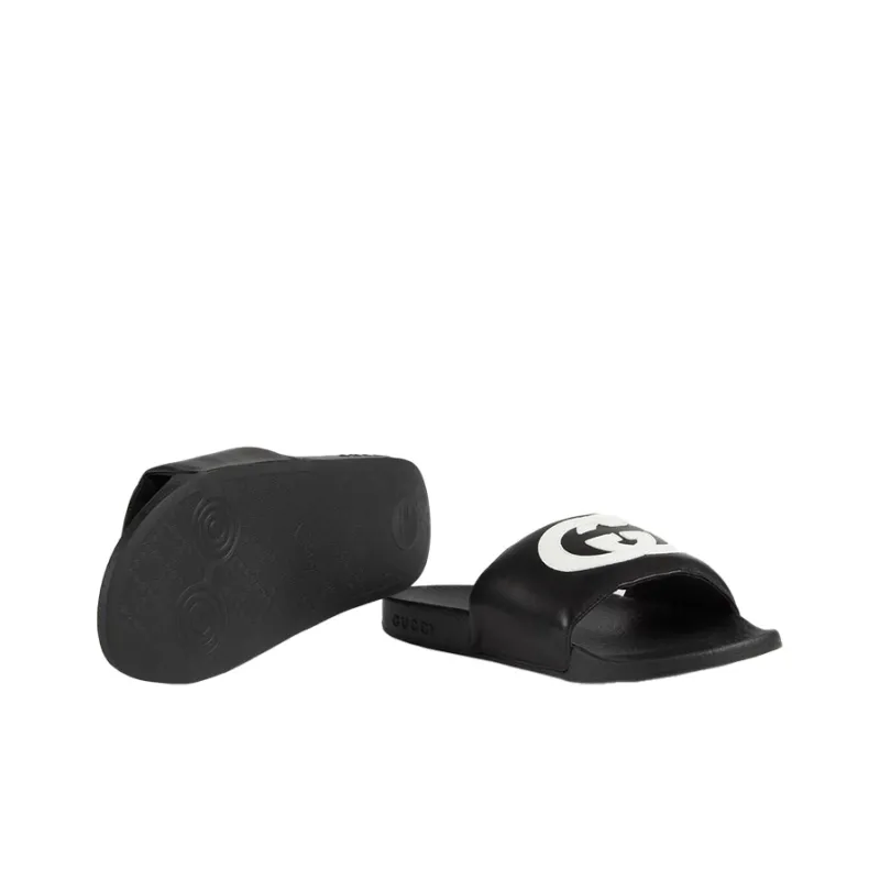 GUCCI Women's Slide 'Interlocking G Black White' Women's-4