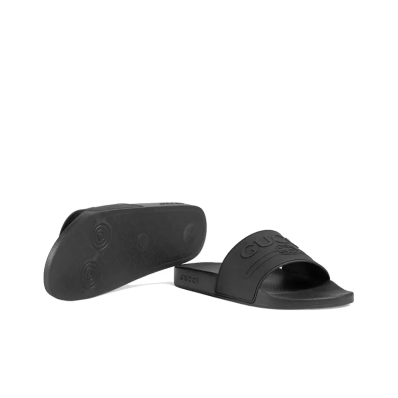 GUCCI Rubber Slides Black-5